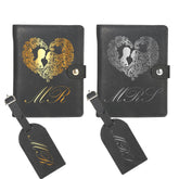 Leder-Passhülle und Gepäckanhänger-Set