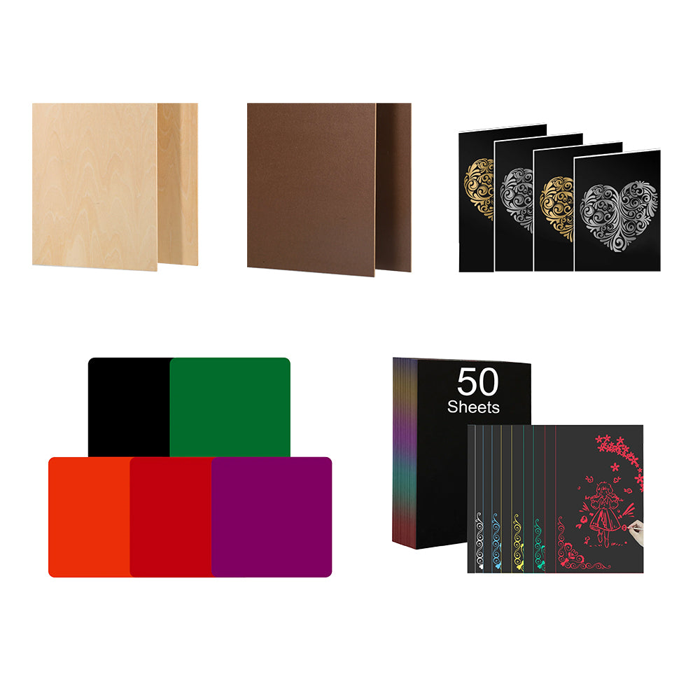 Mega Pack of Basswood Plywood | Brown Wood | Gold Silver Scratch Paper | Scratch Paper | Opaque Glossy Colorful Acrylic