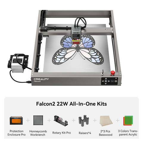 Bundle Creality Falcon2 22W/40W Laser Engraver and Cutter All-in-one Kits (with Materials)