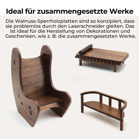 8x8x1/8'' Lasermodul Walnuss-Sperrholzplatten (Intelligente Erkennung)