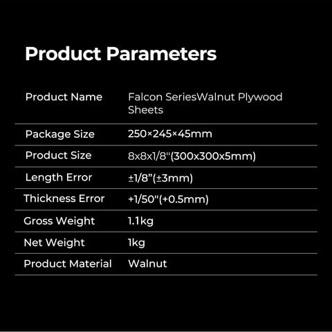 8x8x1/8'' Lasermodul Walnuss-Sperrholzplatten (Intelligente Erkennung)