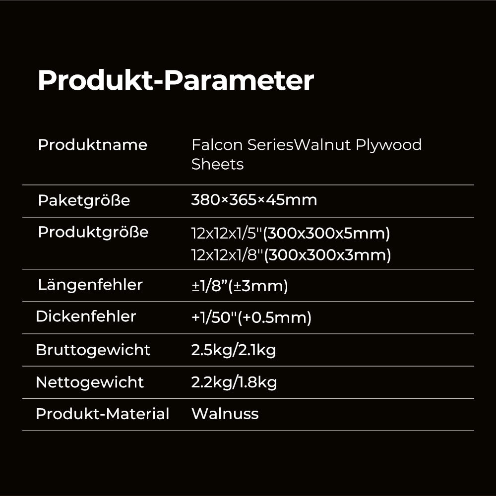 Walnuss-Sperrholzplatten Set