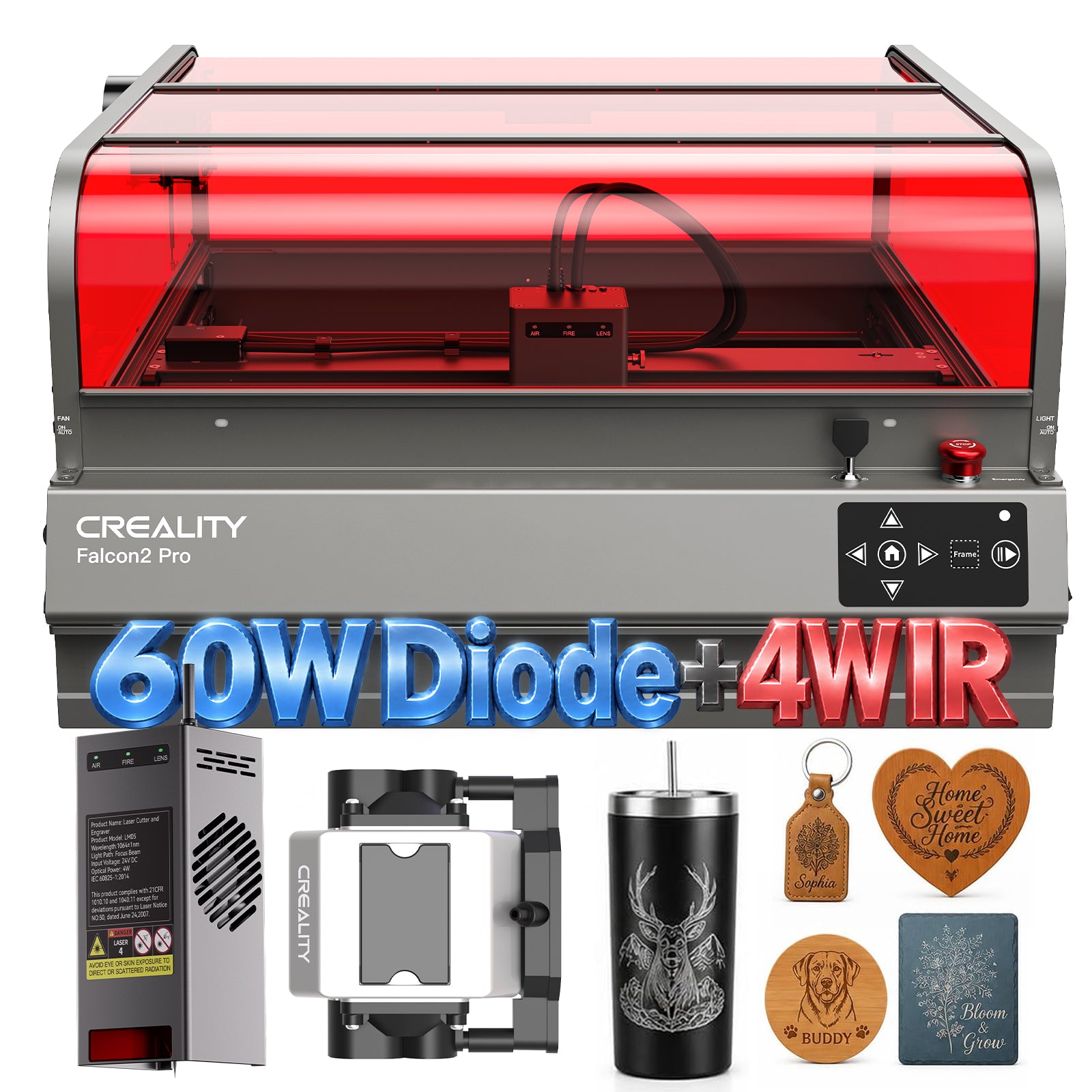 Creality Falcon2 Pro 60W + 4W IR Geschlossener Lasergravierer & Laserschneider