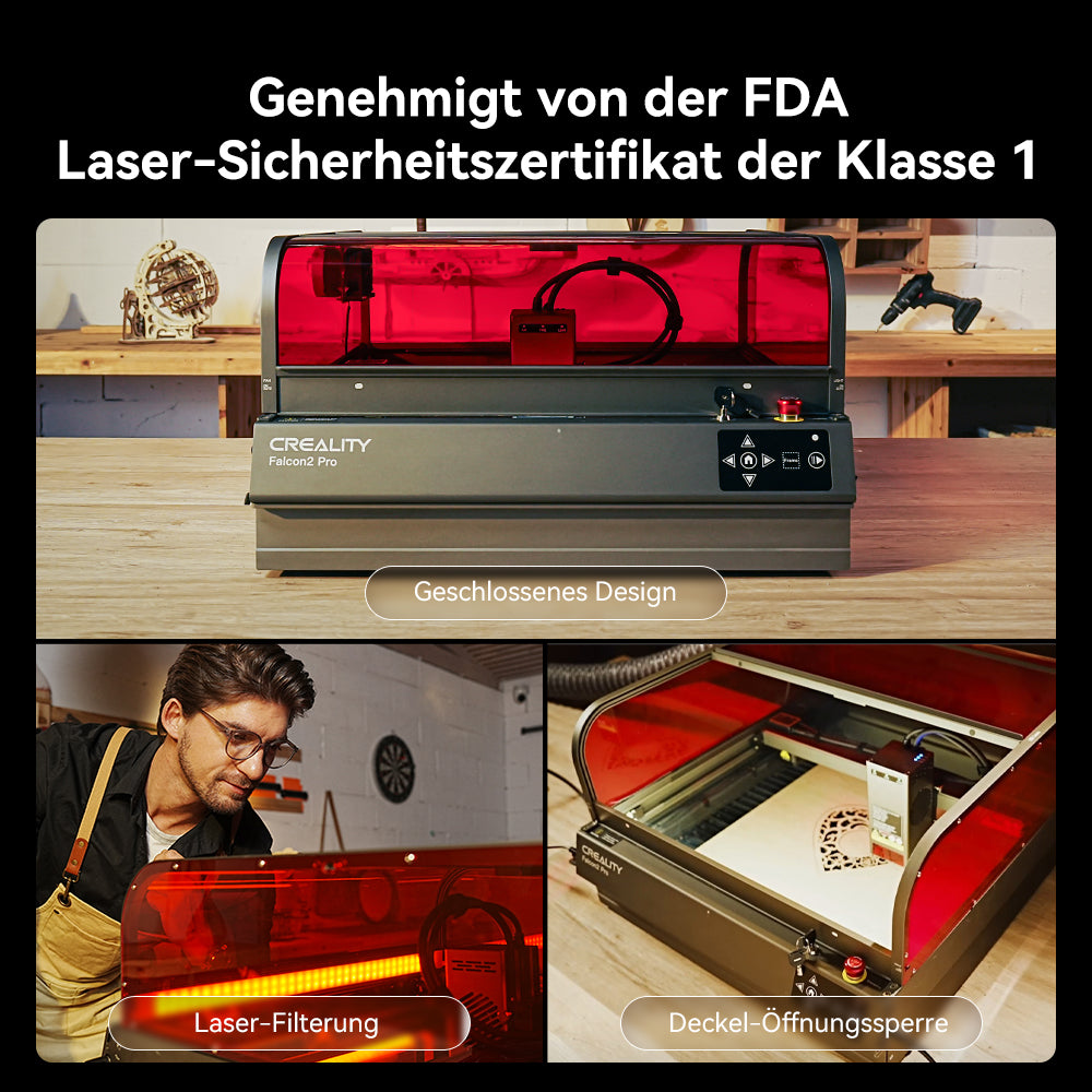 Creality Falcon2 Pro 60W Geschlossener Laser-Gravierer Pro Sicherer Alles-in-Einem-Kit