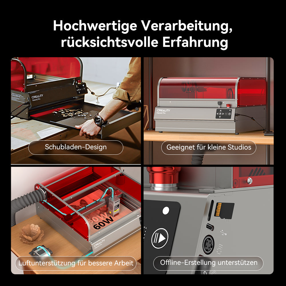 Creality Falcon2 Pro 60W Geschlossener Laser-Gravierer Pro Sicherer Alles-in-Einem-Kit