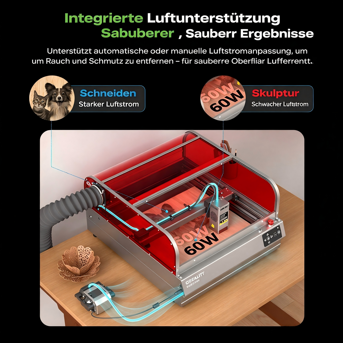 Creality Falcon2 Pro 60W + 4W IR Geschlossener Lasergravierer & Laserschneider