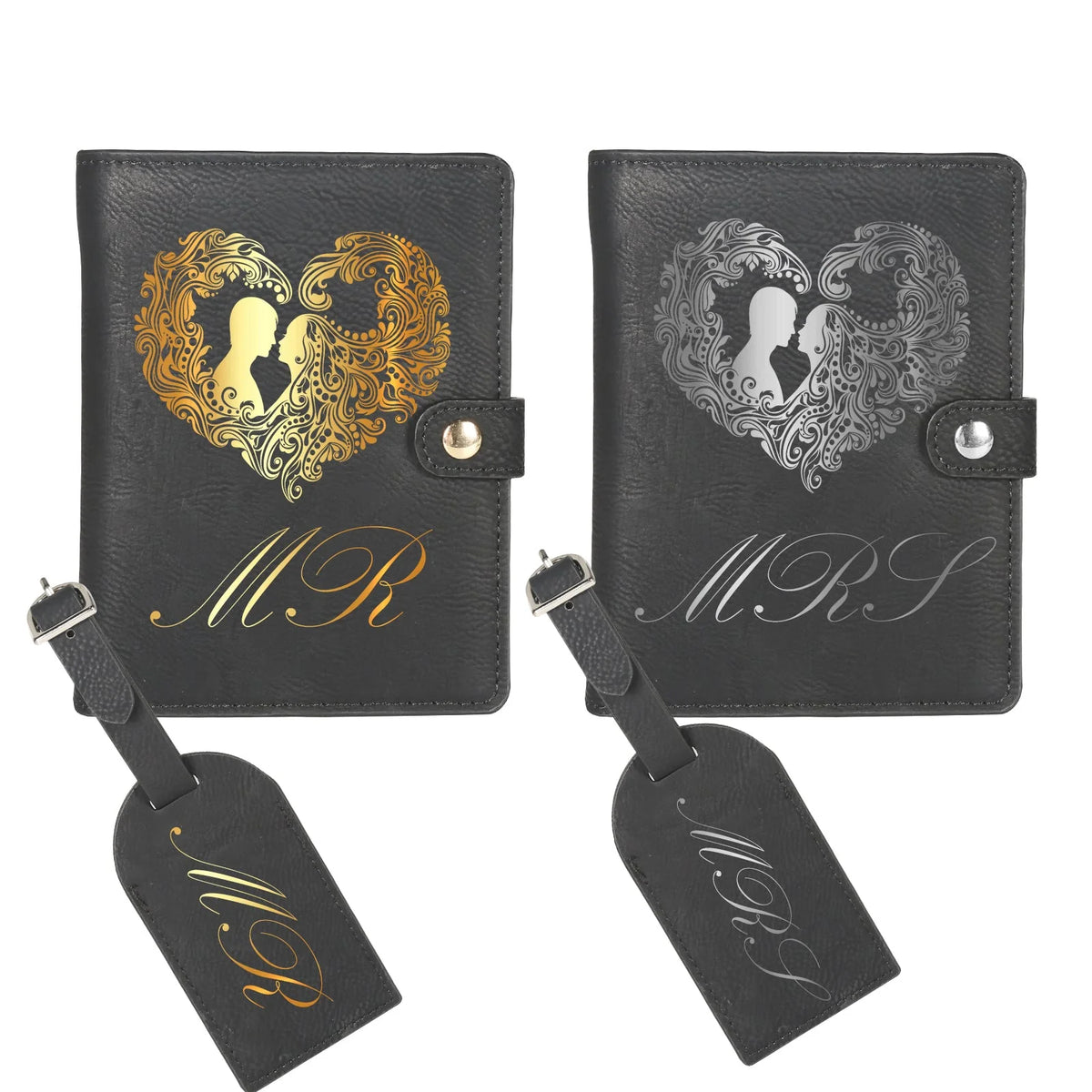 Leder-Passhülle und Gepäckanhänger-Set