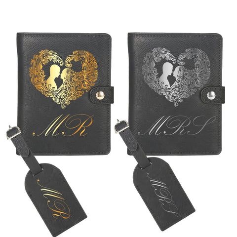 Leder-Passhülle und Gepäckanhänger-Set