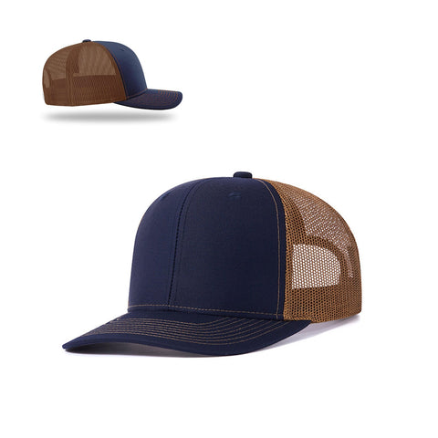 2 pcs Adjustable Men Mesh Trucker Hat with 4pcs Self-adhesive Cap Stickers for Laser Engraving