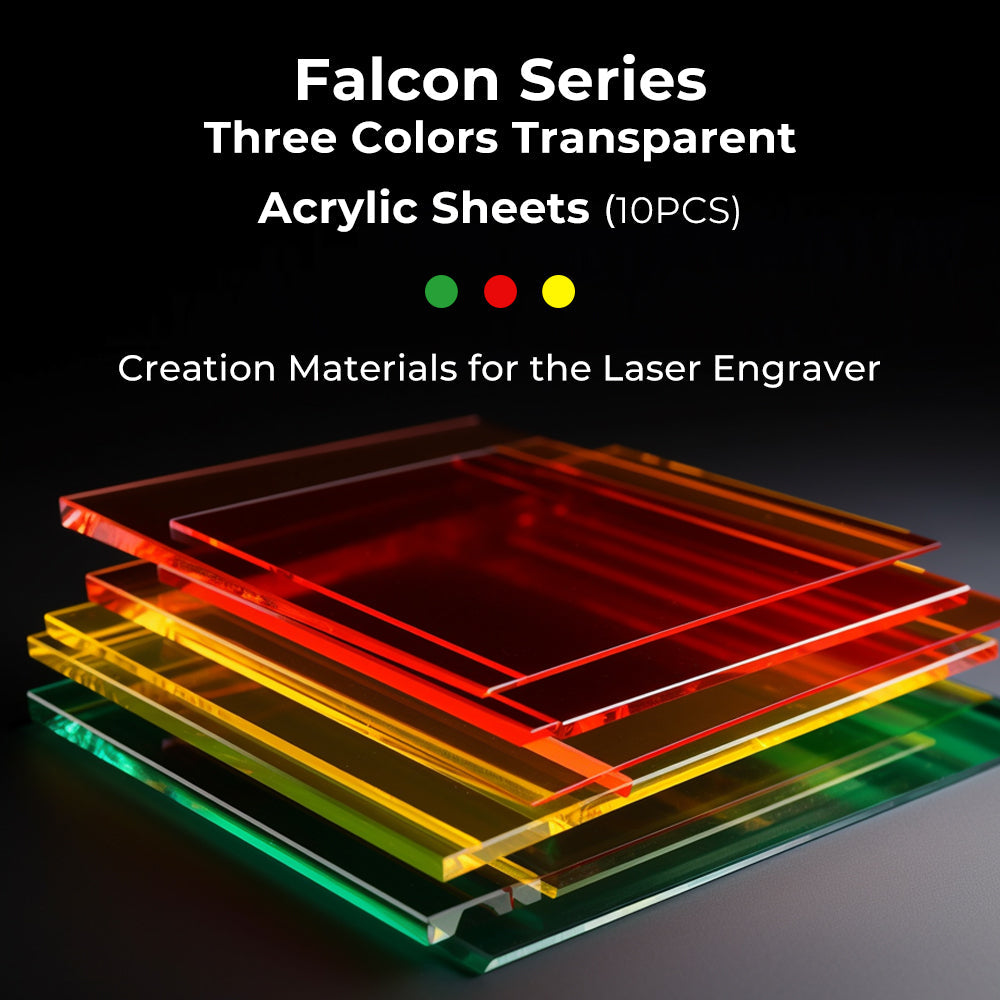 8*8*1/8'' Laser Module Three Colors Transparent Acrylic Sheets（10pcs）